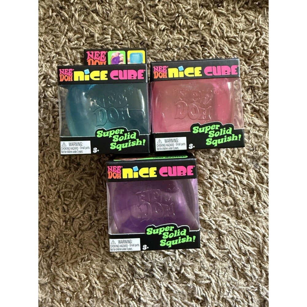 [3 PC] NeeDoh Nice Cube - Sensory Squishy Fidget, Sensory Toy: Assorted Colours
